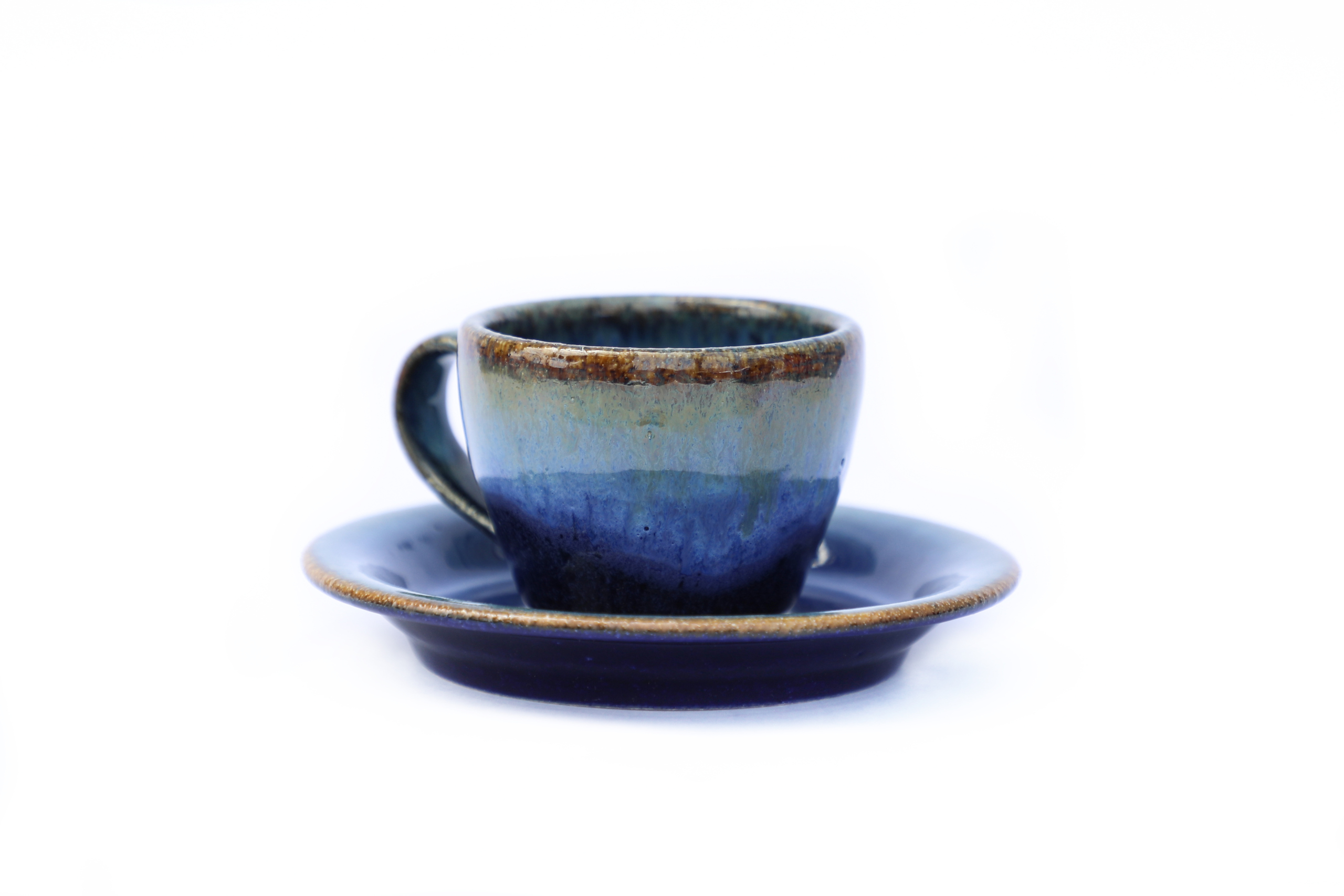 Taza Espresso con Plato de Cerámica azul 4 oz - INPE